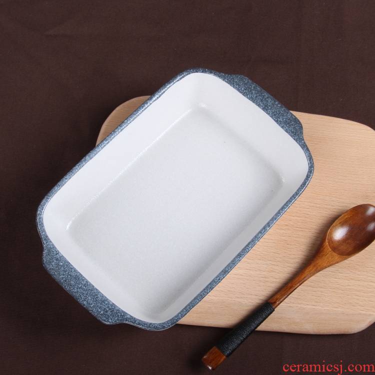Qiao mu Japanese snow glaze ceramic tableware rectangle ears ceramic disc ceramic plate for FanPan pan fruit cuisine
