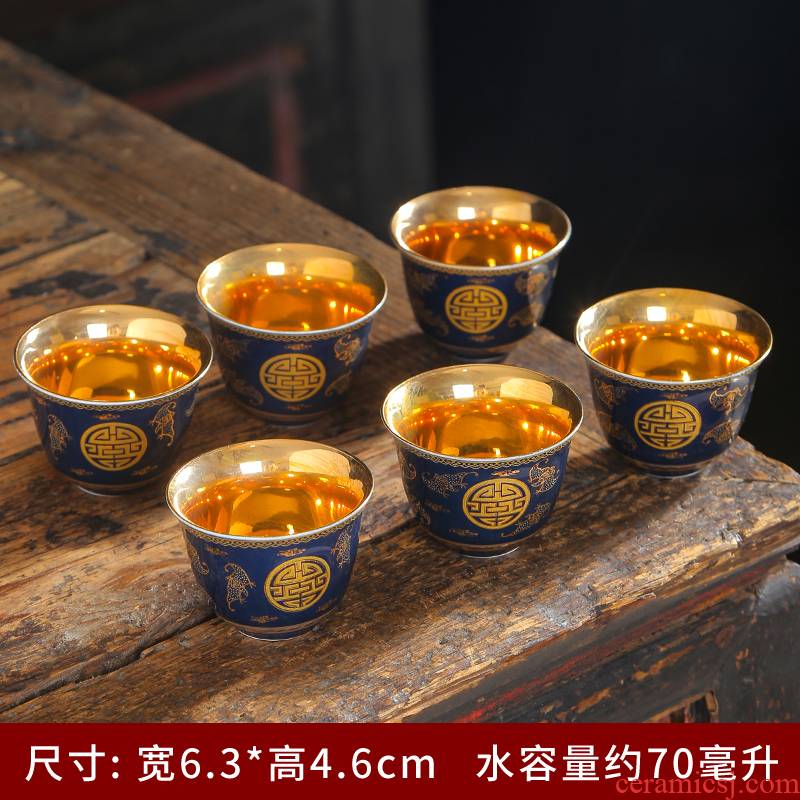 Tasted silver gilding single master cup checking ceramic sample tea cup with silver bladder ji the qing kung fu tea cups