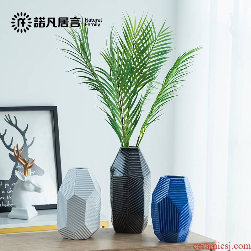 Mesa of ceramic vase geometric stripe creative European dried flowers flower arrangement furnishing articles I and contracted sitting room decoration decoration