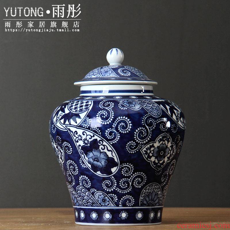 Jingdezhen ceramics vase modern Chinese blue and white sitting room porch archaize rich ancient frame to restore ancient ways the general pot of furnishing articles