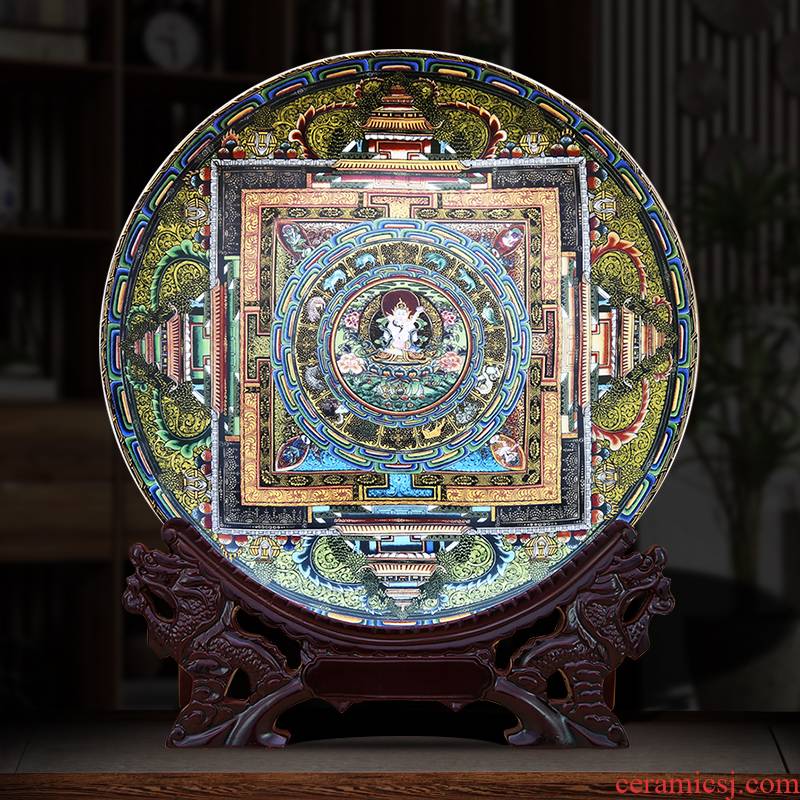 The Famille rose porcelain decorative plate of thangka to industry