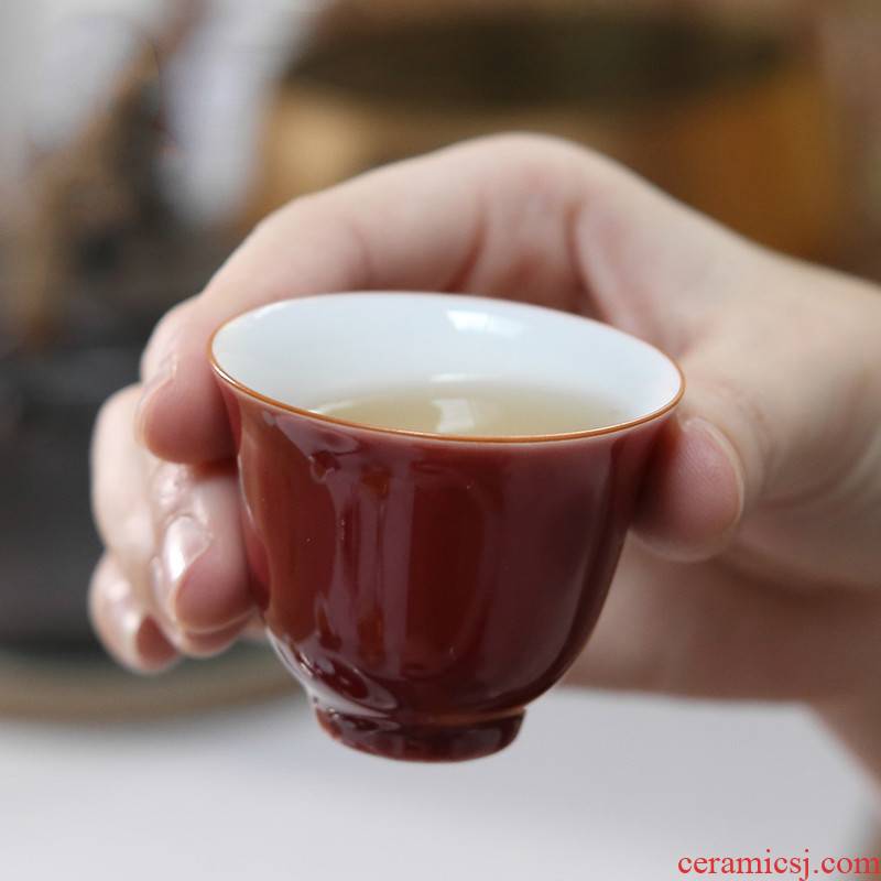 . Poly real boutique scene. The Sample tea cup tea master of jingdezhen ceramic color glaze cup single CPU personal kung fu tea set