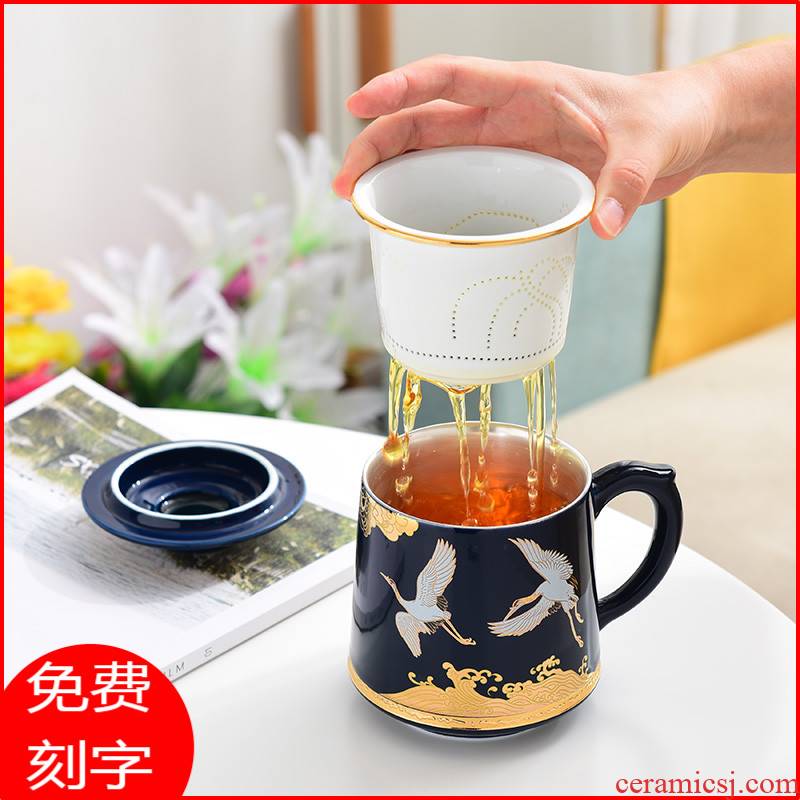 Chinese ceramic cups filter silver cup 999 sterling silver ms office make tea cup men 's high - grade tea cup