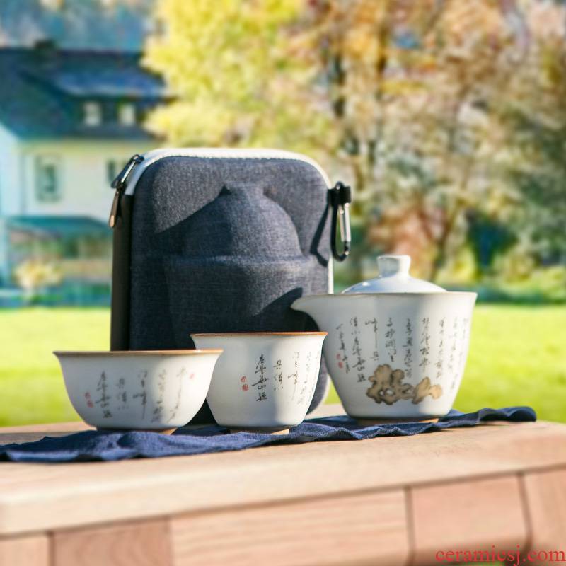 Your up crack of portable package a pot of two cup of jingdezhen ceramic tea set with teapot is suing travel tea set
