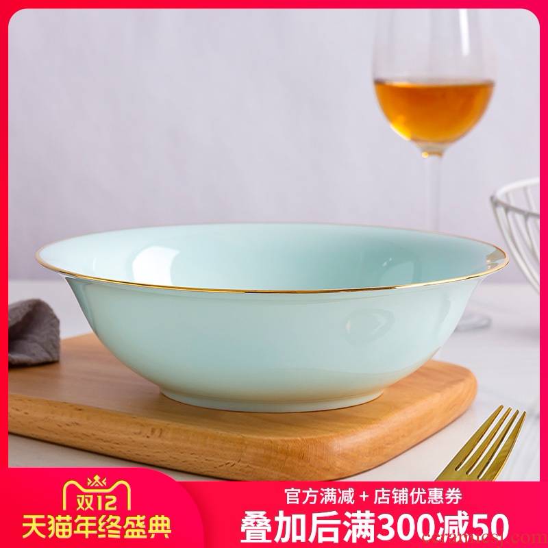 Jin Bianying green ipads porcelain bowl large household ceramics northern wind tableware soup basin creative rainbow such as bowl bowl celadon bowls