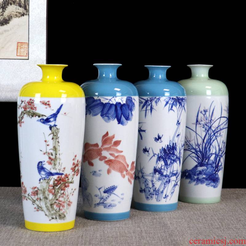 Jingdezhen ceramics vase bamboo country - specific ones water furnishing articles sitting room flower arranging Chinese desktop office study ornaments