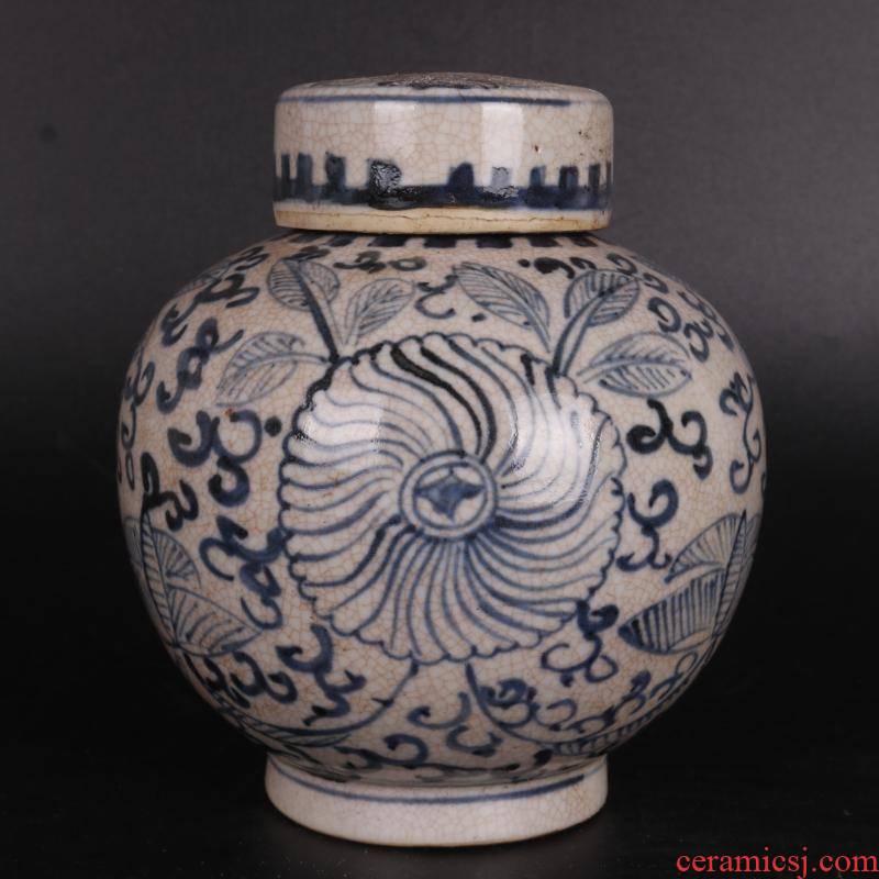 Ming blue and white pattern caddy fixings hand - made antique crafts porcelain household of Chinese style furnishing articles antique curio collection