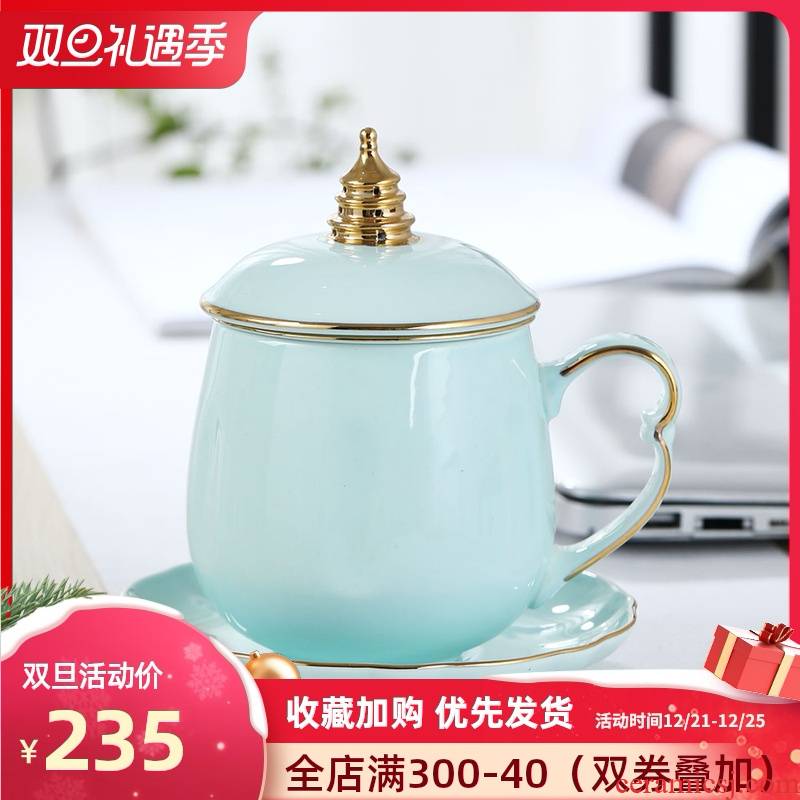 Jingdezhen ceramic cups celadon filter tea tea cups with cover household glass office separate tea cup