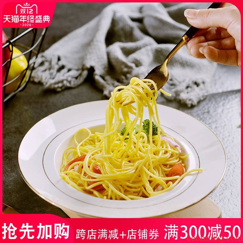 Creative Jin Bianshang dish 8 inches pasta dish home 0 European round the ipads porcelain ceramic deep dish