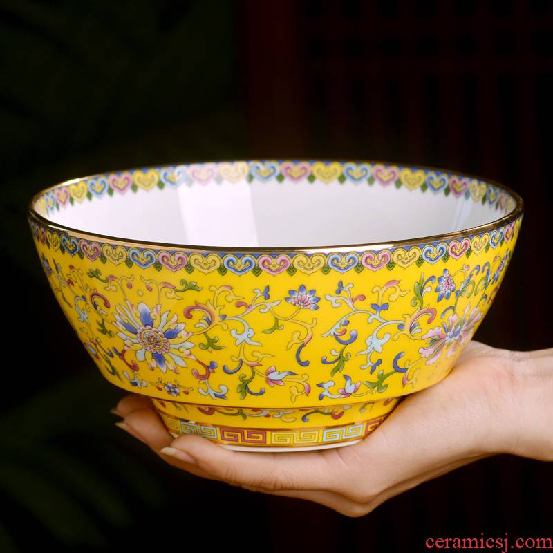 7 in jingdezhen ceramics rainbow such use Chinese style household enamel color big pull noodles soup bowl high anti hot dishes