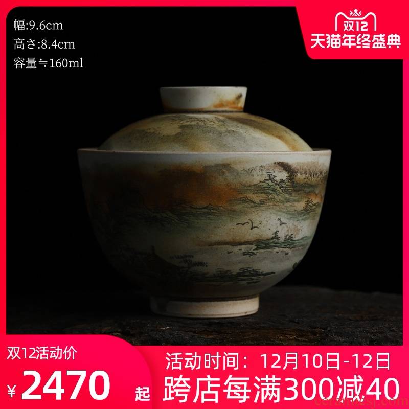 Recreational product water firewood hand - made tureen single ceramic household kung fu tea tea bowl 160 ml
