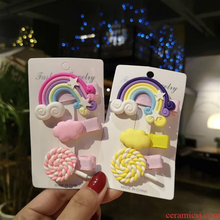 The Children 's han edition hair hairpin manual soft TaoCaiHong lollipop head ornaments hairpin security card clip of the girls