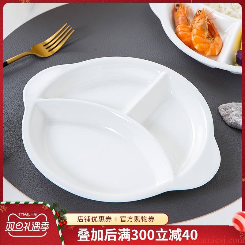 Healthy ipads porcelain frame plate one breakfast food household ceramics tableware children white plate three separate plates