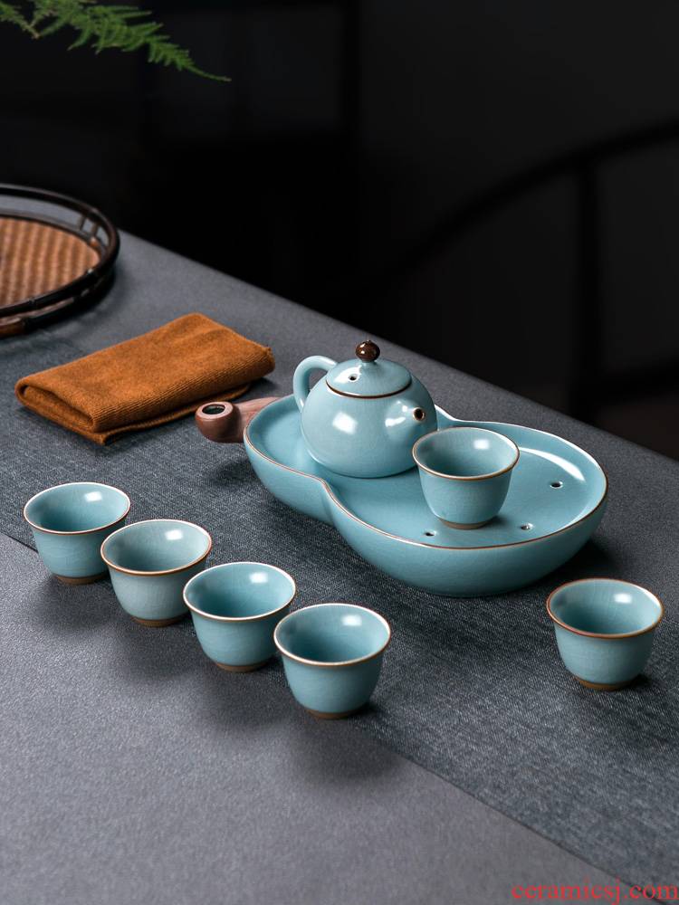 Jingdezhen ceramic your up kung fu tea set a small set of simple portable travel tea set tea tray storage type teapot