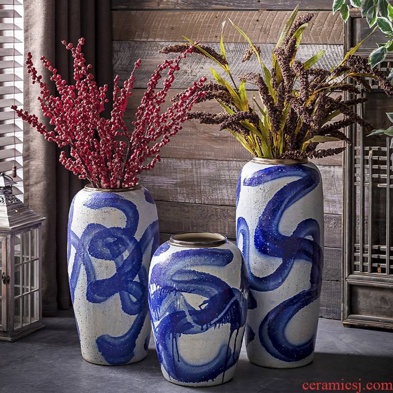 Jingdezhen European American ceramic vase of large sitting room furnishing articles of Chinese style restoring ancient ways courtyard porch floral arranging flowers