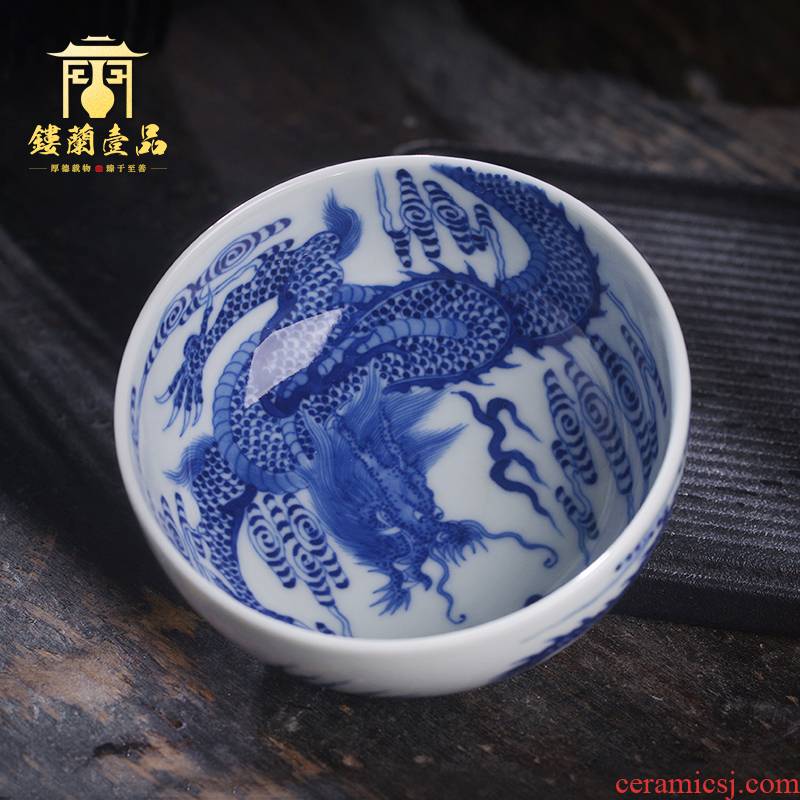 Jingdezhen ceramic hand - made porcelain wall yunlong master cup kung fu tea set large tea cup single cup sample tea cup