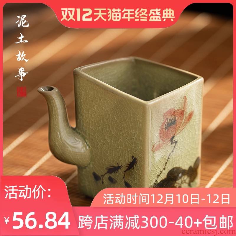 Jingdezhen ice to crack the up square hand - made ceramic cups kung fu tea set common cup size fair fair keller cup