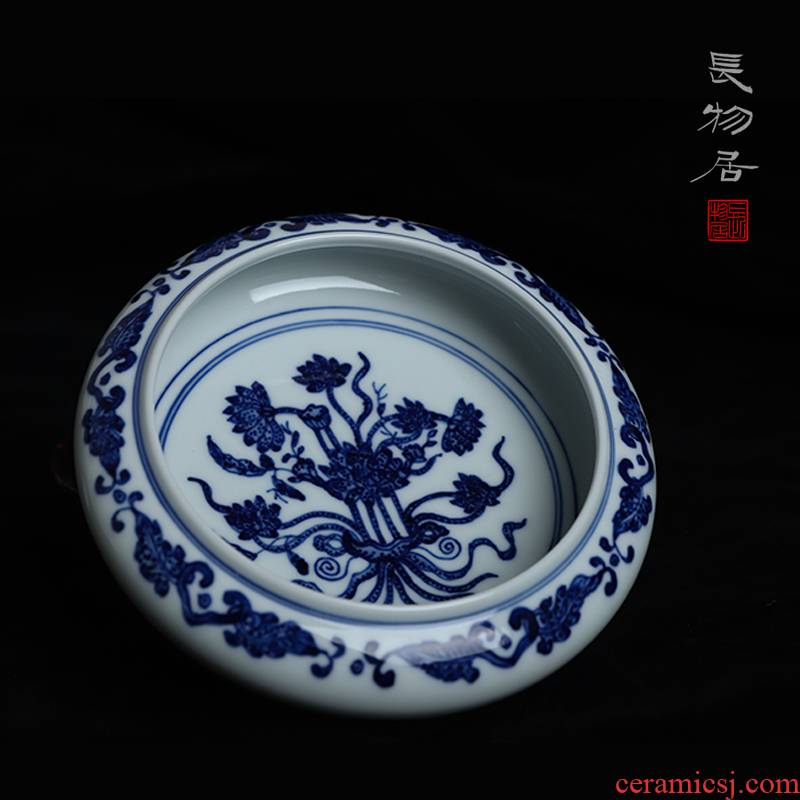 Offered home - cooked maintain in blue and white with a bunch of lotus writing brush washer water jar jingdezhen ceramic four ancient articles furnishing articles