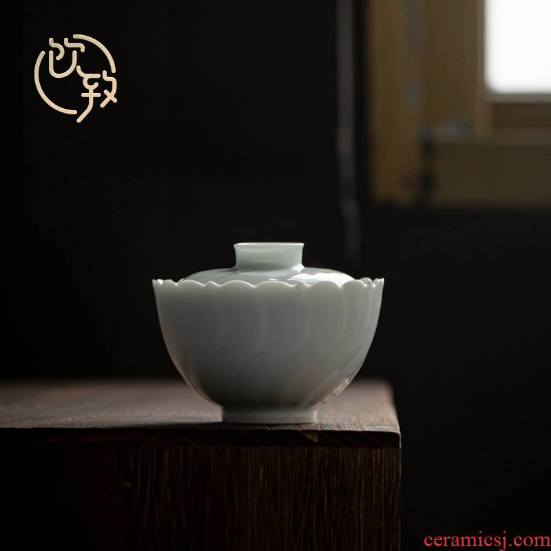 Make tea drinking three to tureen tea cups to jingdezhen ceramic bowl, single is not a hot celadon kung fu tea set