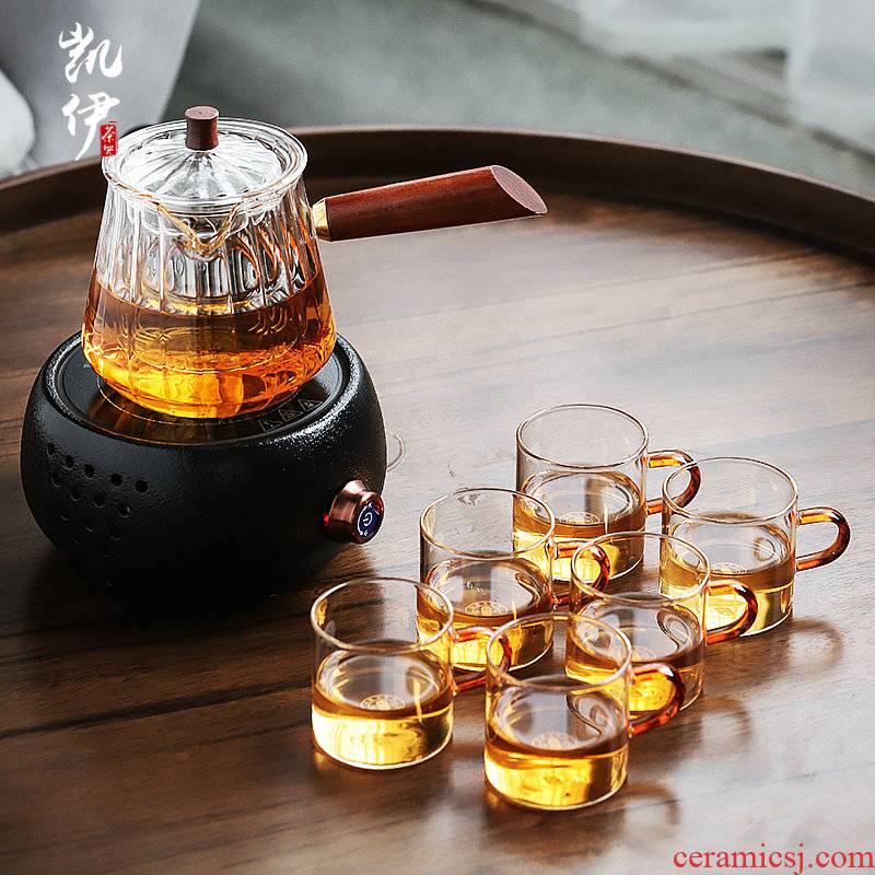 Thickening of the heat - resistant glass tea tea set suit Japanese glass teapot electric TaoLu boiled the teapot tea cup home