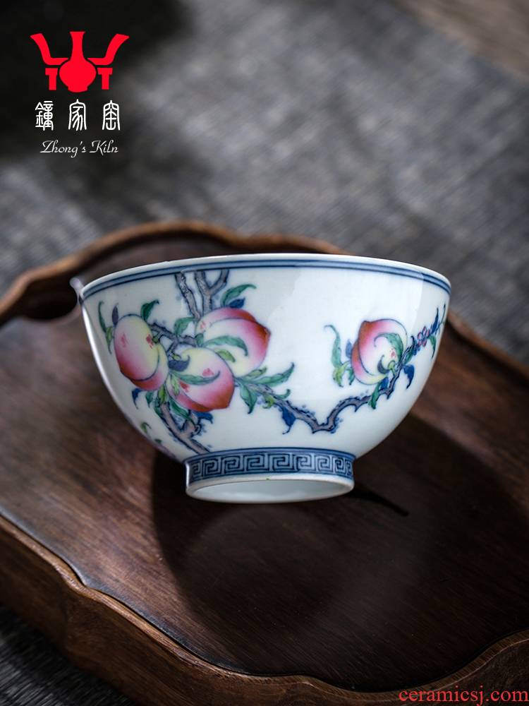Clock home trade, one cup of single cup of jingdezhen blue and white color bucket maintain kung fu tea tea set peach grain tea cups