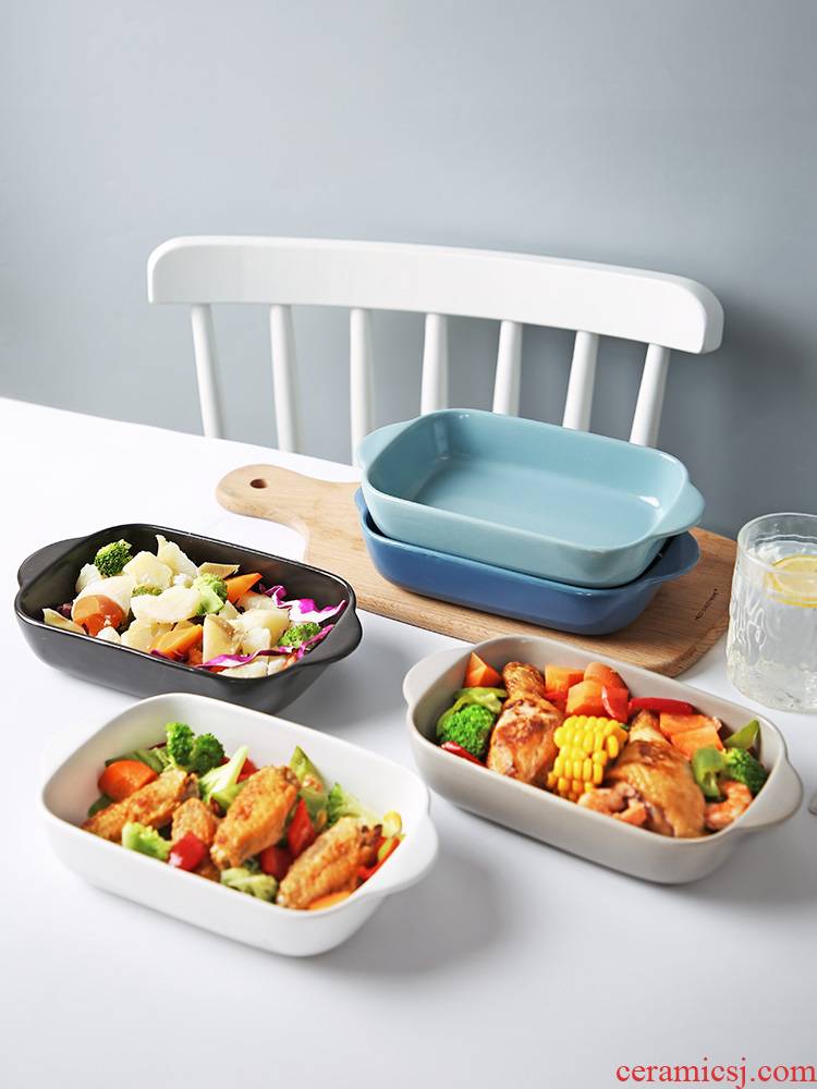 Ears meal plate web celebrity with Ears steamed egg home creative Japanese oven with pan paella ceramic bowl