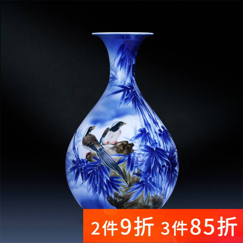 Jingdezhen porcelain ceramic hand - made of blue and white porcelain vase furnishing articles of new Chinese style household flower arrangement sitting room adornment is placed