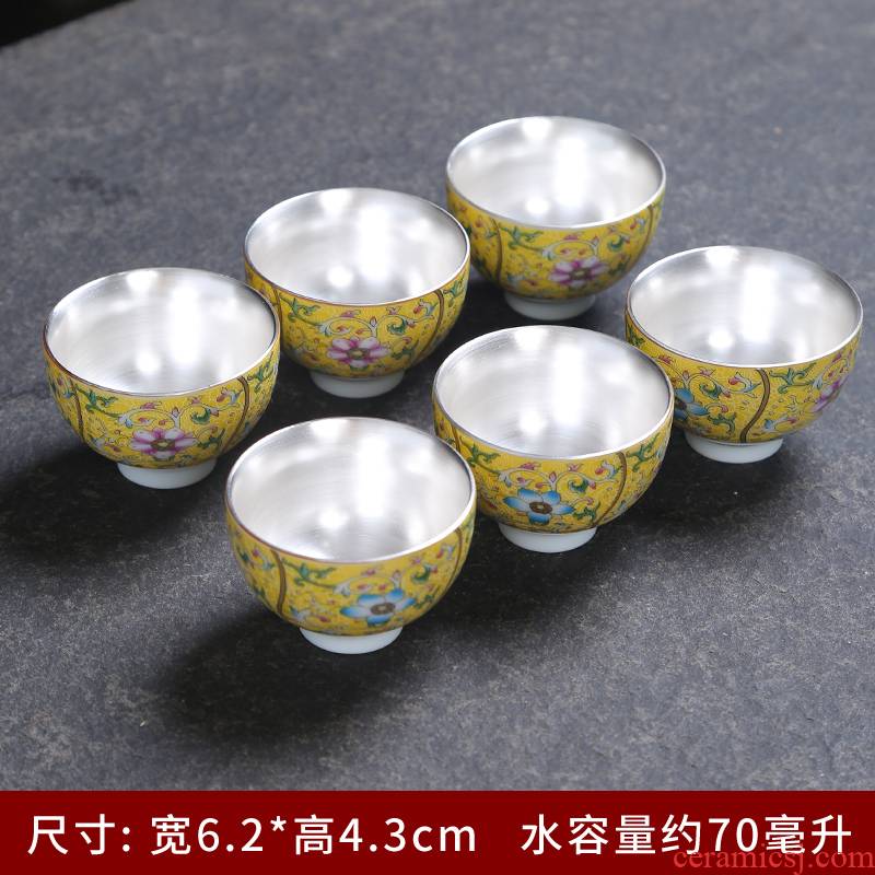 Jingdezhen tea cups ceramic bowl with enamel paint, grilled flower sample tea cup master single CPU hand - made kung fu tea cups
