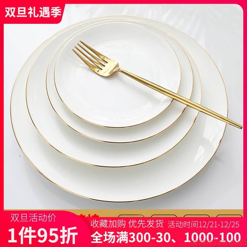 Ipads porcelain dishes son home creative breakfast tray ceramic plate beefsteak Jin Bianping dish plate plate