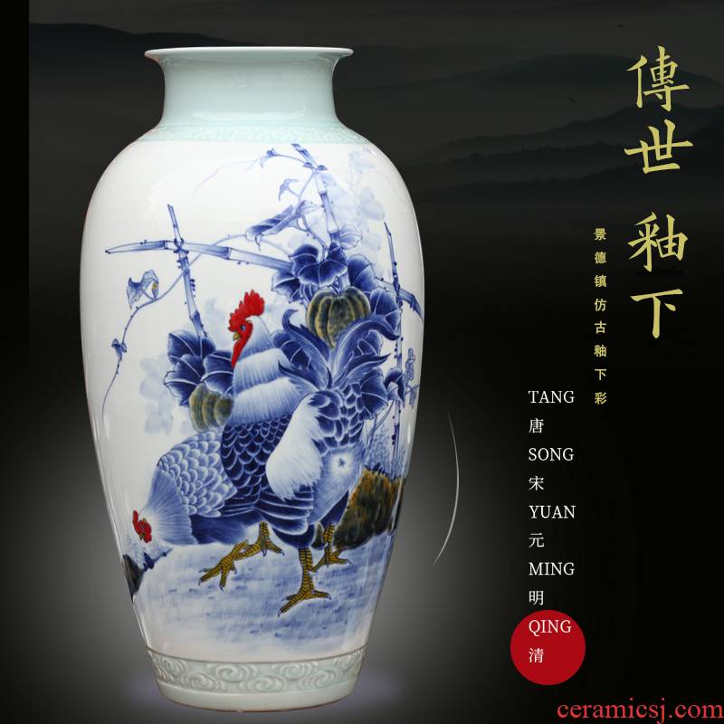 Jingdezhen hand - made prosperous rooster ceramic flower vases modern home sitting room process adornment furnishing articles