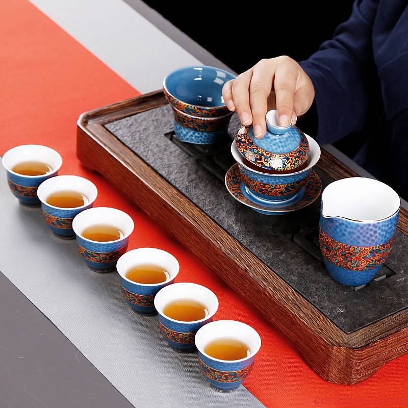 ? Kung fu tea set suit household contracted and I 6 cups of jingdezhen ceramic cup only Chinese style restoring ancient ways