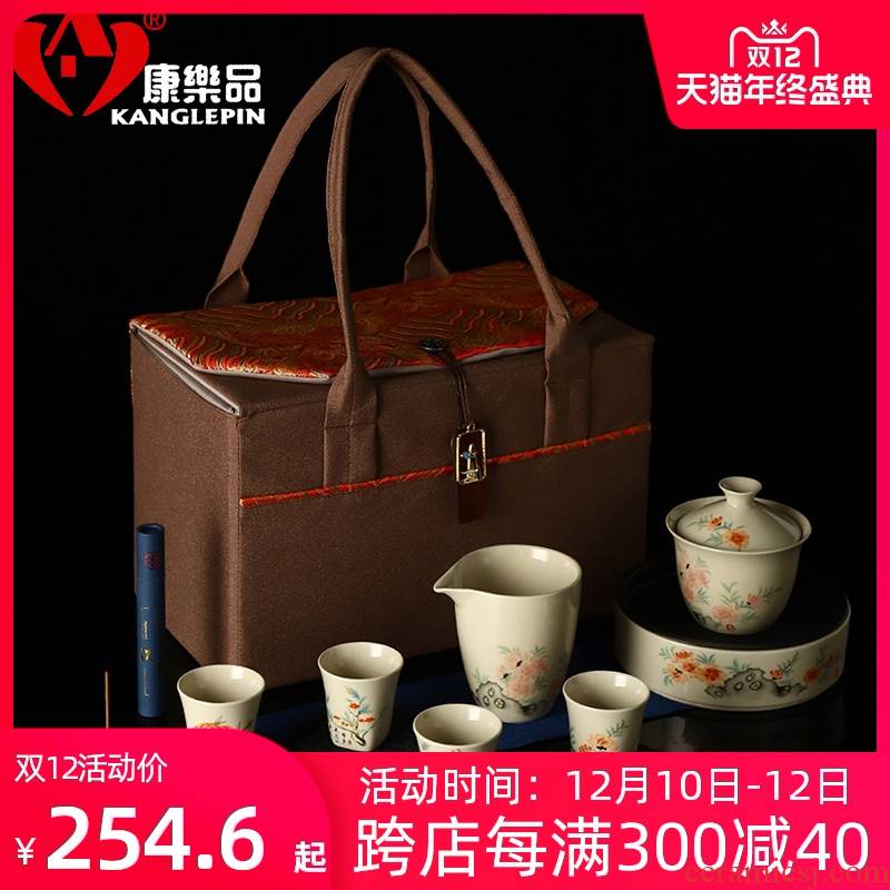 Recreational product plant ash glaze ceramic teapot set home only three tureen and a cup of tea pot bearing head make tea