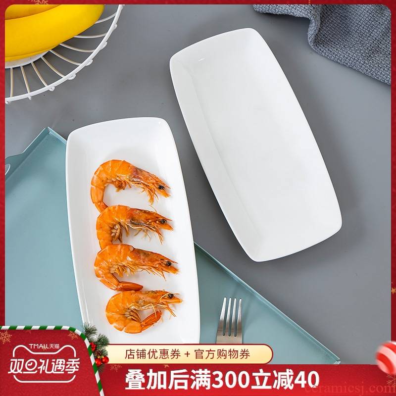 White ipads China dishes creative household ceramics Japanese rectangle plate ins wind plate tableware sushi fish dish