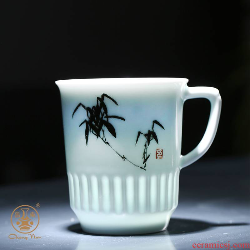 Chang south ceramic cups with cover glass jade bamboo wind the meeting office make tea cup hotel conference room, with the cup