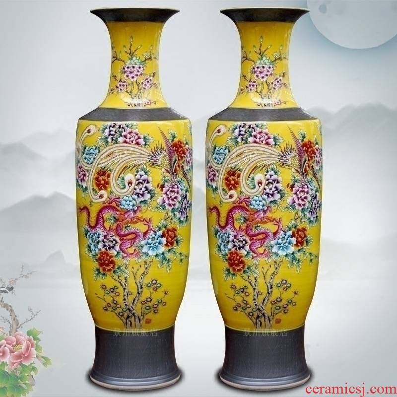 Jingdezhen ceramics hand - made in extremely good fortune yellow glaze of large vases, home sitting room hotel adornment furnishing articles