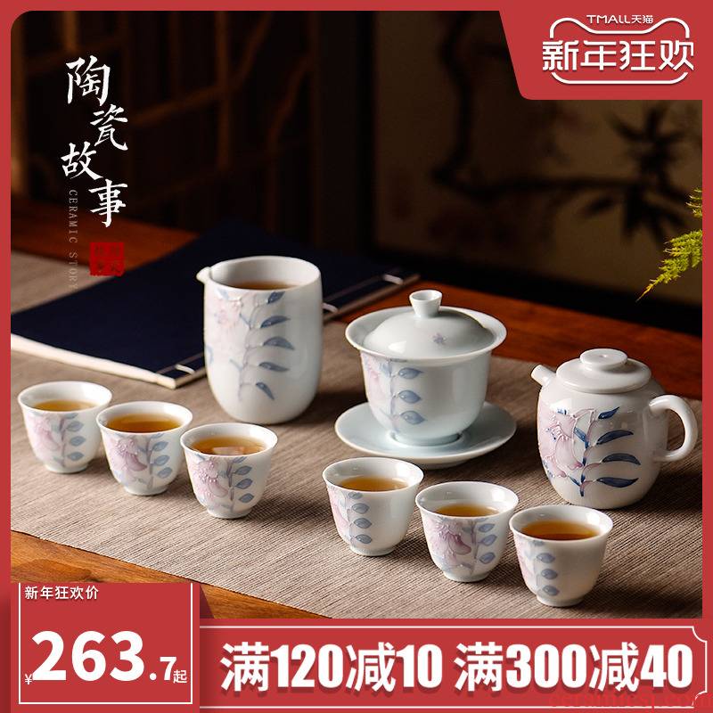 The Story of pottery and porcelain tea set home sitting room office to receive a visitor of a complete set of Chinese kung fu tea teapot the teapot