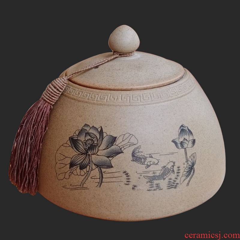 Ya xin coarse pottery tea pot ceramic seal moisture warehouse retro pu 'er tea tea box of large custom home