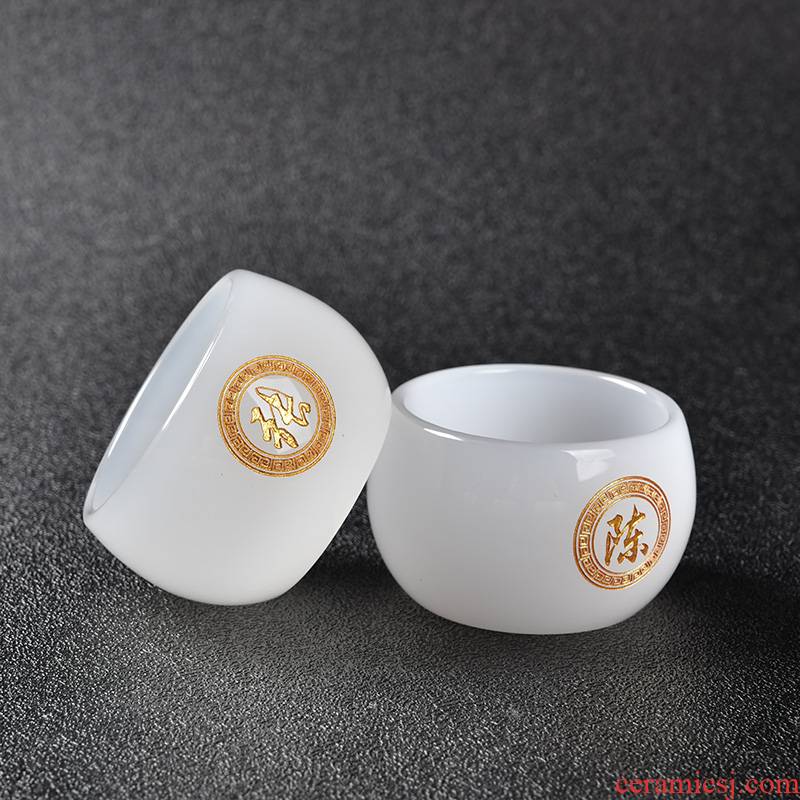 Private custom coloured glaze jade porcelain sample tea cup small tea cups Japanese glass master cup hundred surnames single cup of tea