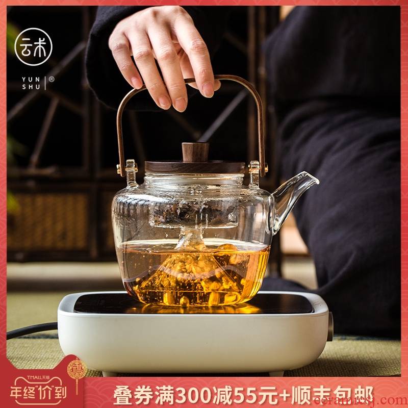 Japanese more heat resistant glass teapot electric TaoLu boiled tea steamer high - temperature double bile single girder pot pot teapot