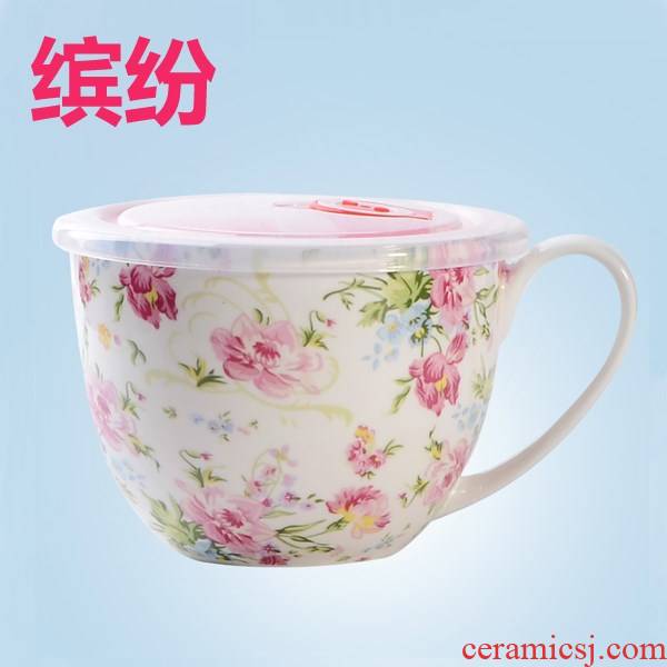 The New product with cover teaspoons of ipads China sealed cup last bowl large cup of soup cup, lovely cereal household noodles for breakfast