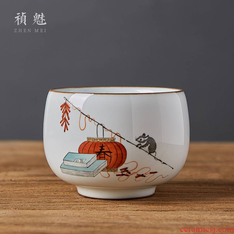 Shot incarnate all hand guanyao meditation of jingdezhen ceramic kung fu tea set sample tea cup master cup personal single CPU