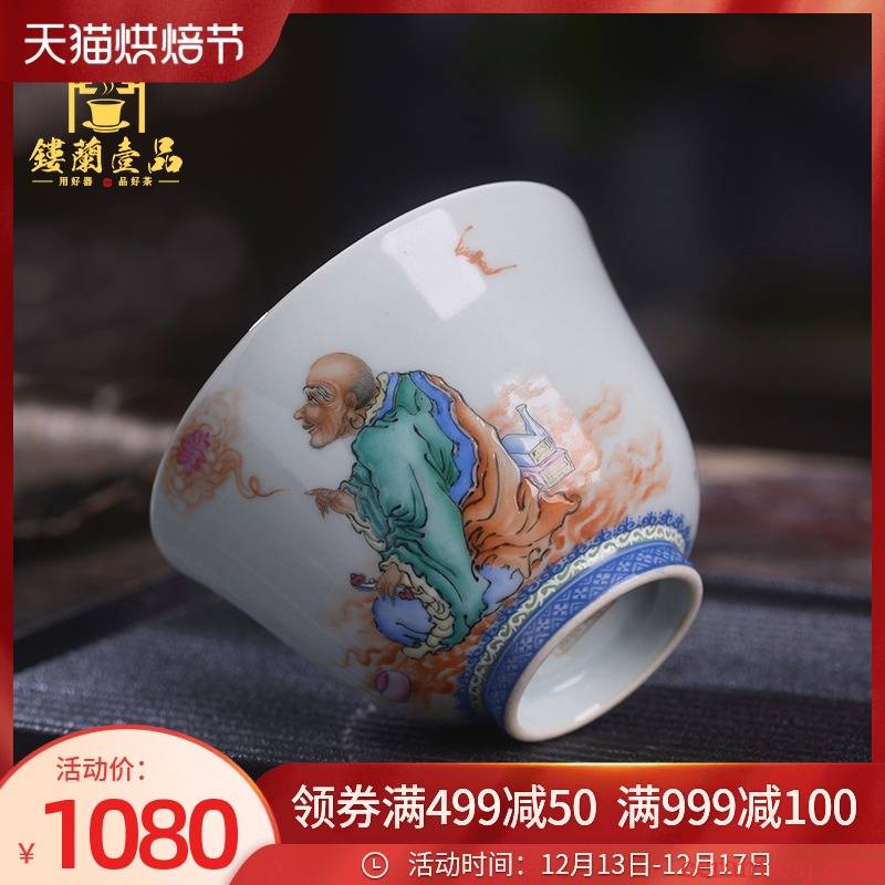 Jingdezhen ceramic all hand - made pastel amitayus master of kung fu tea tea cup individual sample tea cup