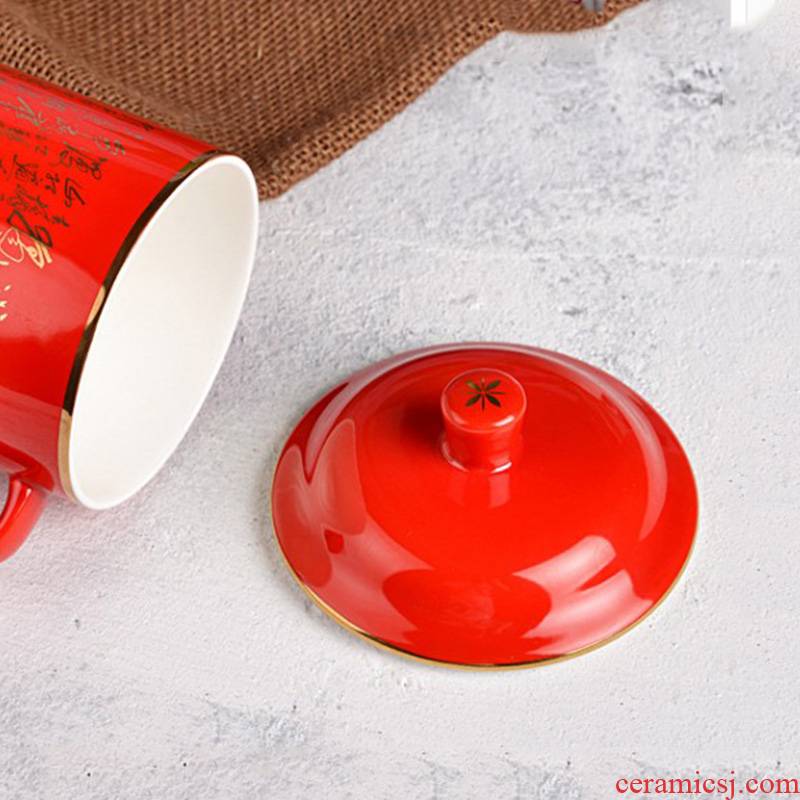 Hand made pottery under glaze porcelain cup lid China red general huang emperor boss cup lid factory direct sale