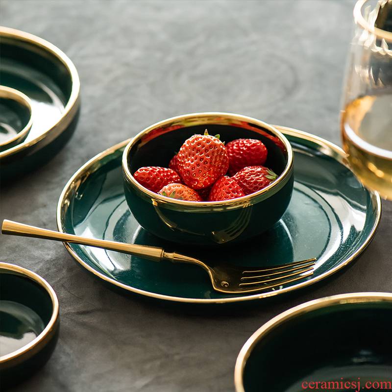 Nordic light ins web celebrity up phnom penh key-2 luxury home suit emerald plate tableware ceramic bowl dish dish bowl