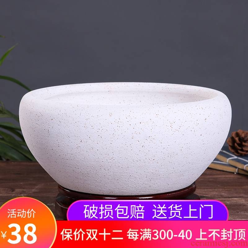 Jingdezhen ceramic aquarium tortoise cylinder large desktop goldfish bowl lotus feng shui sleep flowerpot refers to basin cylinder porcelain basin