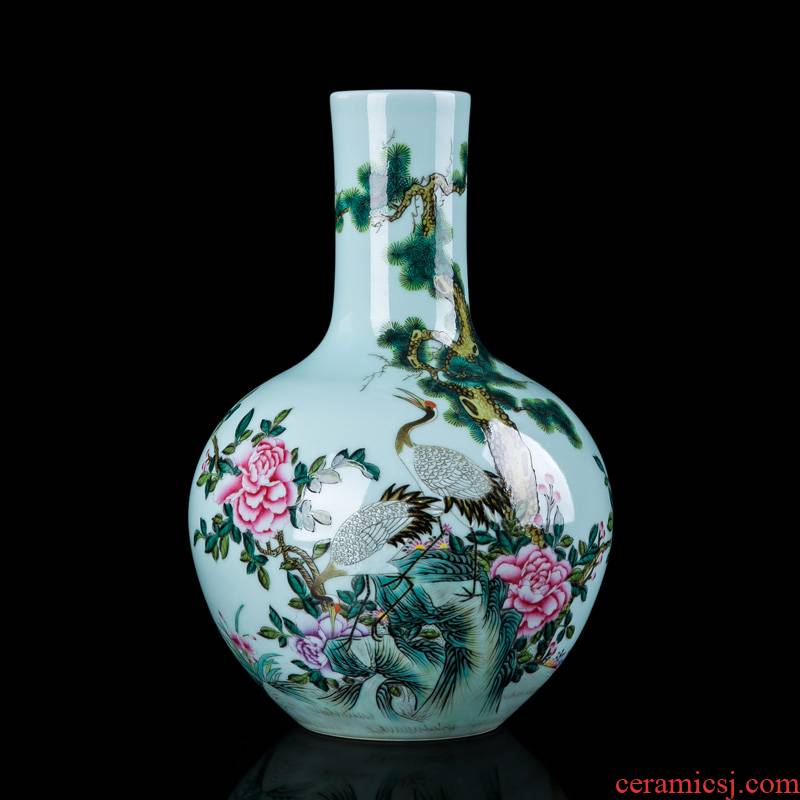Hand - made ceramic vase bucket crane vase furnishing articles sitting room flower arranging bottles of jingdezhen Chinese enamel vase