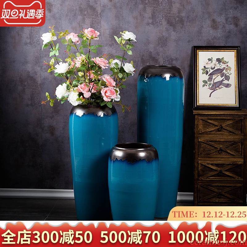 Jingdezhen of large vases, ceramic hotel lobby decorative dried flowers flower arrangement furnishing articles I and contracted to the Mediterranean