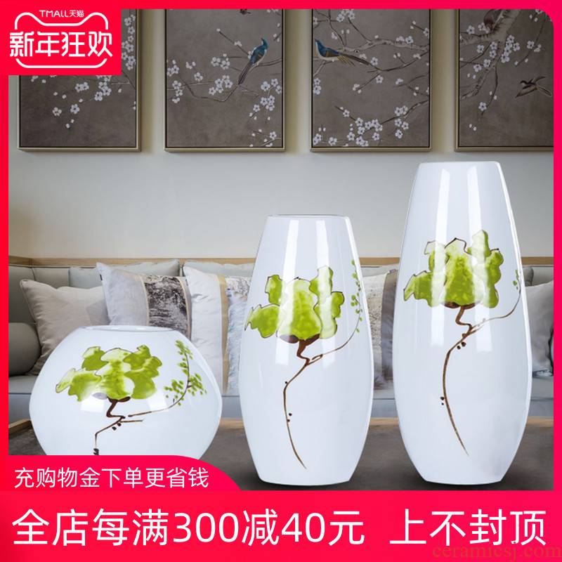 New Chinese style of jingdezhen ceramics three - piece flower vase home sitting room TV ark adornment furnishing articles