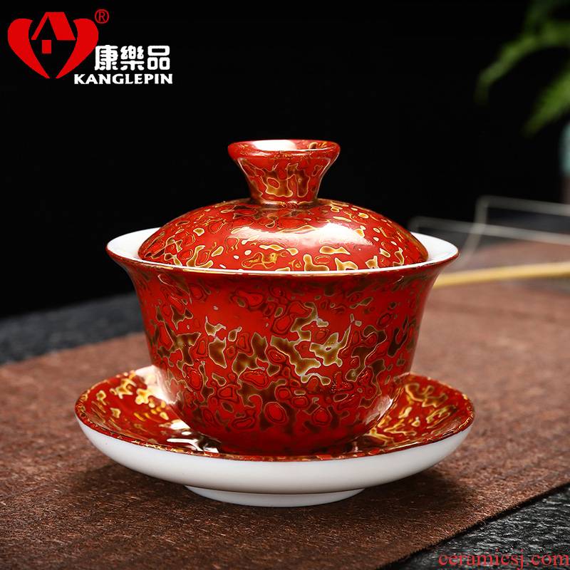 Recreational product lacquer white porcelain tea set big tureen capacity of 110 ml of pure manual only three tureen rhinoceros leather cup