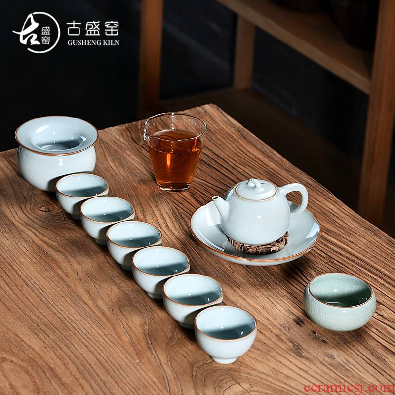 Ancient fill your up up tea set the set of contracted household ceramics kung fu tea cup side teapot porcelain up tea set